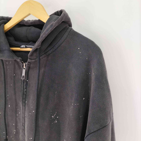 ザラ ZARA ペイント加工 オーバーサイズジップアップパーカー メンズ import:M