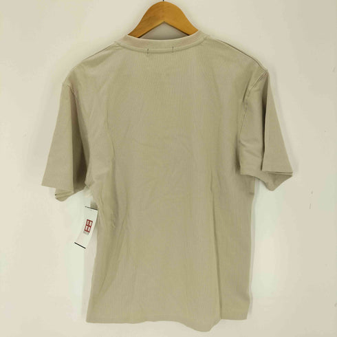 LANDMUSEUM ランドミュージアム クロスステッチ プリント ヘンリーネック 半袖Tシャツ メンズ M