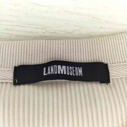 LANDMUSEUM ランドミュージアム クロスステッチ プリント ヘンリーネック 半袖Tシャツ メンズ M