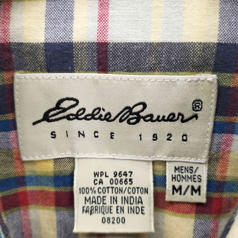 エディーバウアー Eddie Bauer 90s 白タグ マドラスチェック 長袖シャツ メンズ import:M M