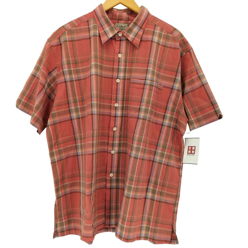 エルエルビーン L.L.Bean チェック柄 半袖 ボックスシャツ メンズ import:XL