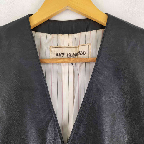 ART GLENHILL 裏地ストライプ カウレザーベスト メンズ import:M
