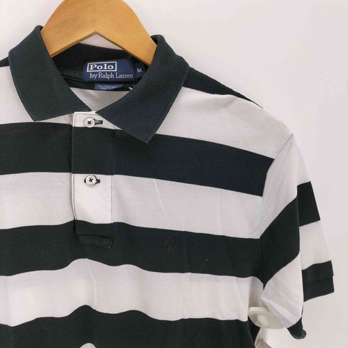 ポロバイラルフローレン Polo by RALPH LAUREN ピマコットン スモールポニー刺繍 ボーダー 半袖 ポロシャツ メンズ M