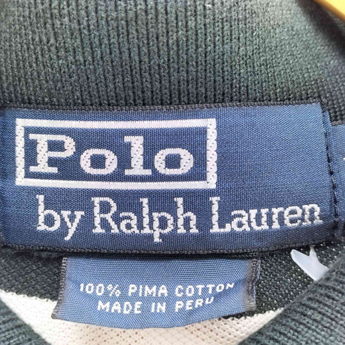 ポロバイラルフローレン Polo by RALPH LAUREN ピマコットン スモールポニー刺繍 ボーダー 半袖 ポロシャツ メンズ M