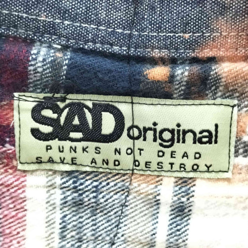 SAD ORIGINAL サッドオリジナル クレイジーパターン ブリーチ加工 切替 チェックシャツ メンズ