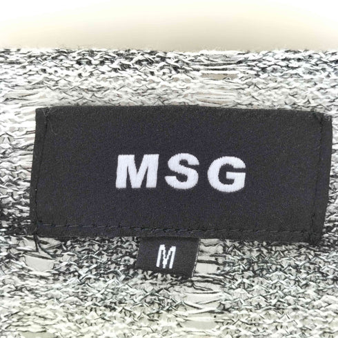MSG エムエスジー ダメージ加工 プリント 長袖 ボーダーニット Y2K パンク メンズ M