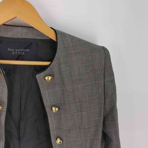 KOJI WATANABE STYLE グレンチェック ダブルブレスト クロップド ジャケット レディース 9L39