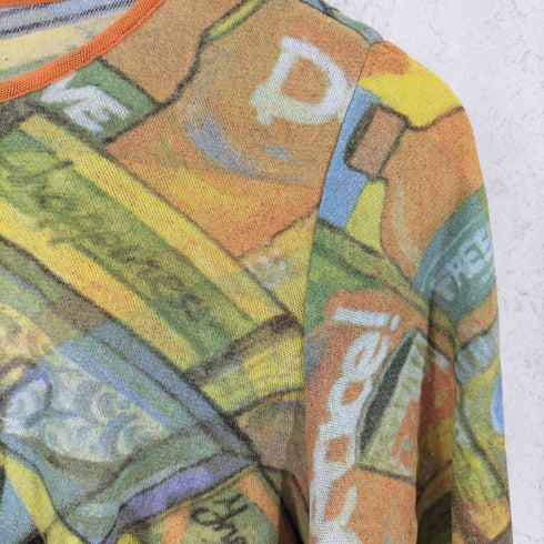 LAPIS LAZULI ラピスラズリ パッケージ総柄 シアーカットソー Y2K レディース 9