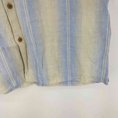 トミーバハマ Tommy Bahama リネン100% ORIGINAL FIT ストライプ オープンカラーシャツ メンズ import:L