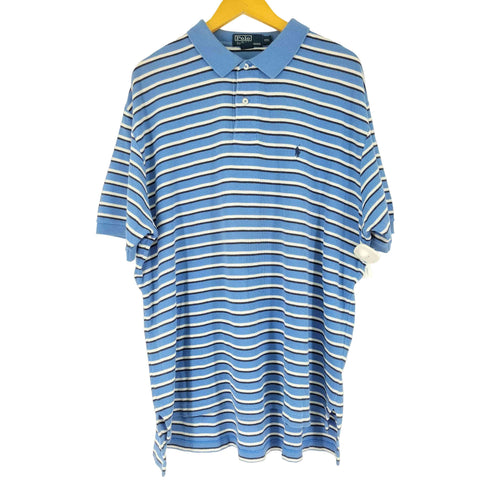 ポロバイラルフローレン Polo by RALPH LAUREN スモールポニー刺繍 半袖ボーダーポロシャツ メンズ import:XXL