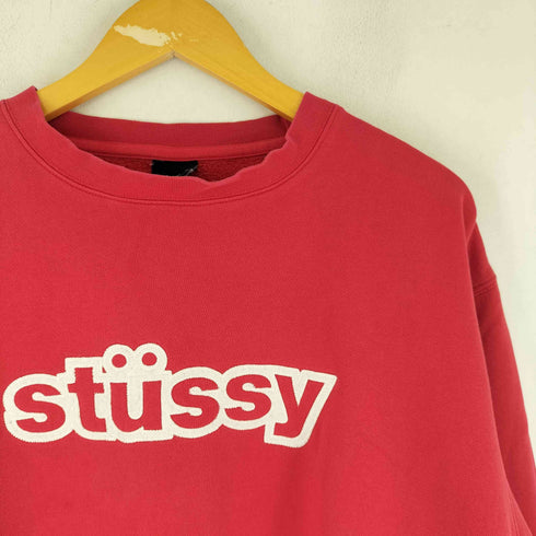 ステューシー Stussy 90S 紺タグ フロントロゴ クルーネックスウェット メンズ import:L