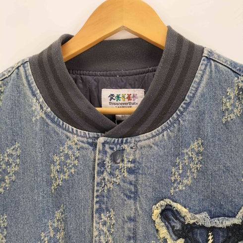 ディスイズネバーザット thisisneverthat GD Lightning Denim Varsity Jacket ダメージ加工 デニム スタジャン メンズ L