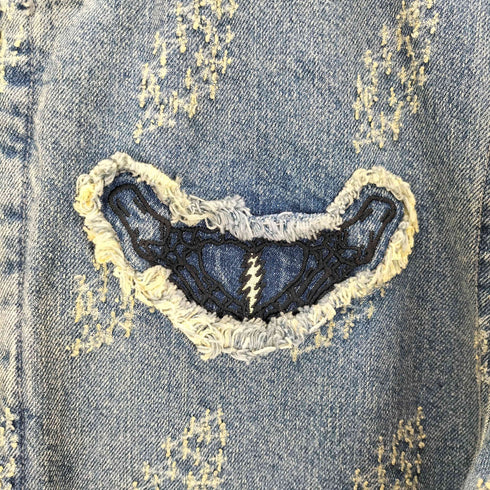 ディスイズネバーザット thisisneverthat GD Lightning Denim Varsity Jacket ダメージ加工 デニム スタジャン メンズ L