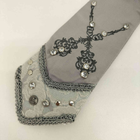 OZZ ANGELO ゴシック 刺繍 ラインストーン ジップ ネクタイ レディース