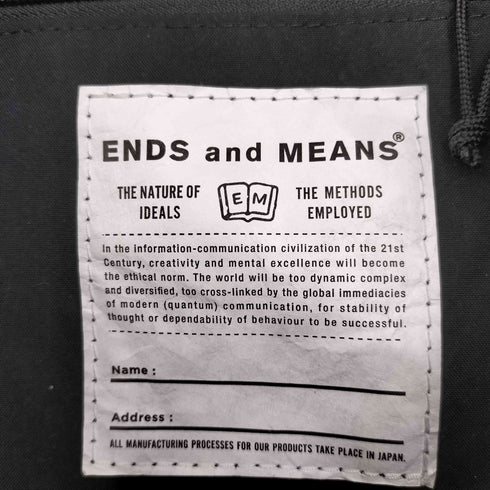 エンズアンドミーンズ ENDS and MEANS Evacuation Backpack メンズ