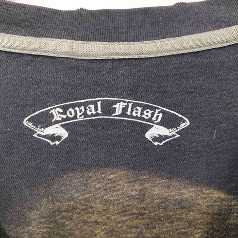 ROYAL FLASH 00s Y2K スカル ドクロ Vネック ダメージ カットソー 長袖 メンズ JPN:M