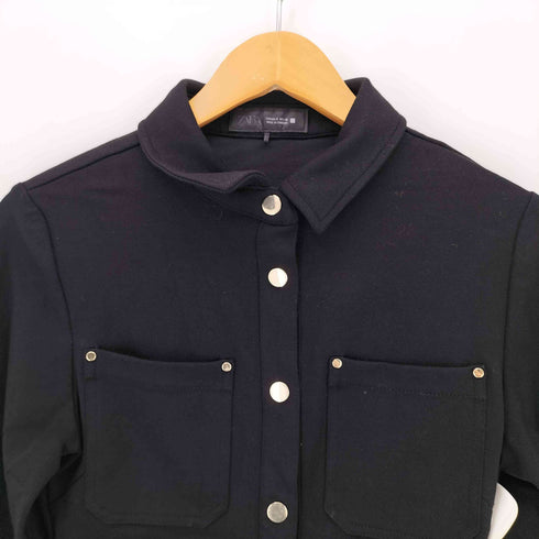 ザラ ZARA 金ボタン フロントギャザーシャツワンピース レディース import:S