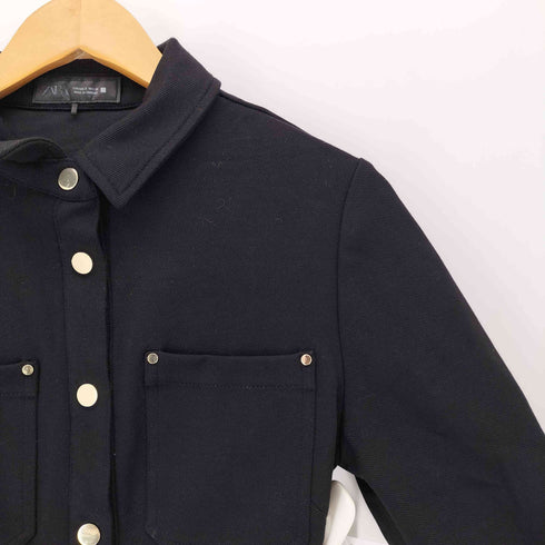 ザラ ZARA 金ボタン フロントギャザーシャツワンピース レディース import:S