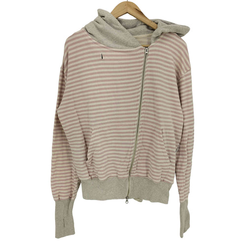 THE MUSEUM VISAITOR 26ss STRIPE UNBALANCED ZIPUP HOODIE PINK レディース FREE