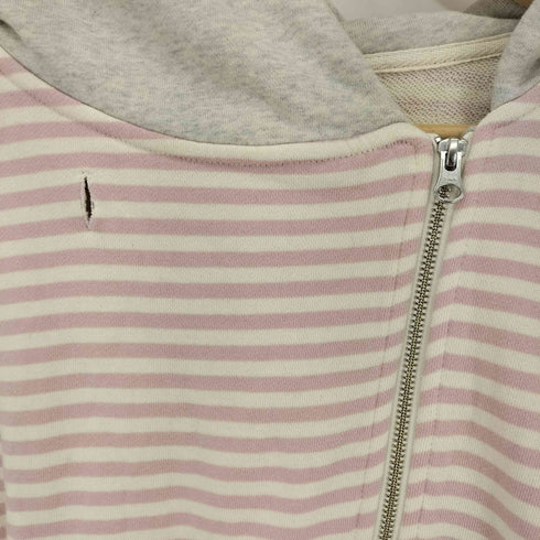THE MUSEUM VISAITOR 26ss STRIPE UNBALANCED ZIPUP HOODIE PINK レディース FREE
