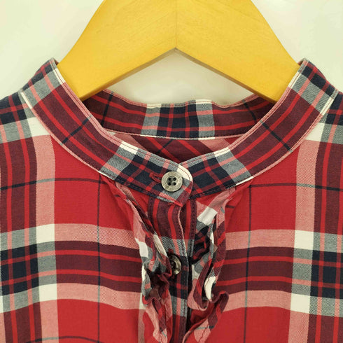 バーバリーブルーレーベル BURBERRY BLUE LABEL ホース刺繍 ウエストドローコード 七分袖 フリル ノバチェック チュニックワンピース レディース JPN:36