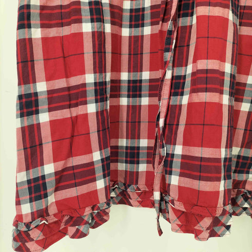 バーバリーブルーレーベル BURBERRY BLUE LABEL ホース刺繍 ウエストドローコード 七分袖 フリル ノバチェック チュニックワンピース レディース JPN:36