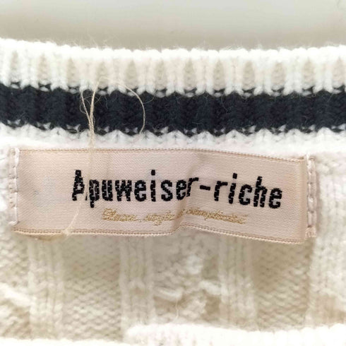 アプワイザーリッシェ Apuweiser riche 配色ケーブル半袖ティアードチュニック レディース 2