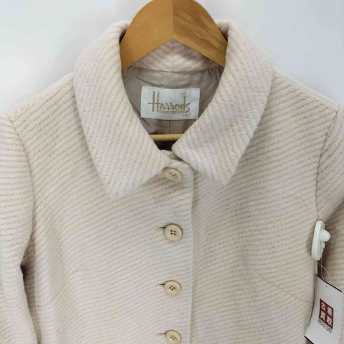 ハロッズ HARRODS ウール混アンゴラ ヘリボーン柄 ロングコート レディース 3