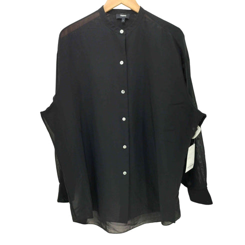 セオリー theory シアー オーバーサイズ バンドカラーシャツ COLLARLESS OS SH V レディース JPN:S