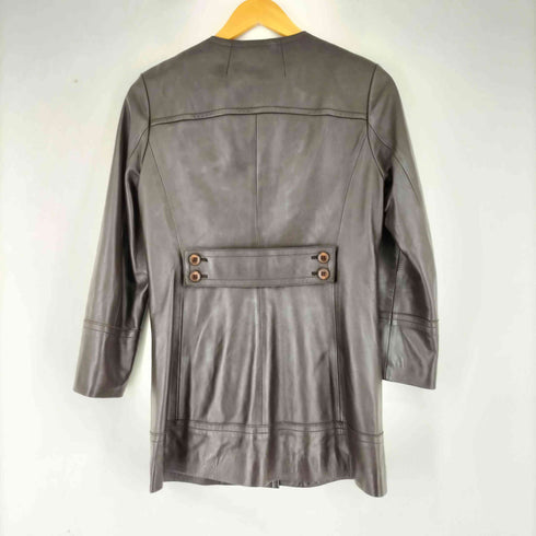 CLASSY ラムレザー ノーカラーコート レディース JPN:M