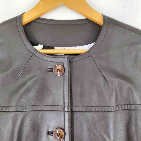 CLASSY ラムレザー ノーカラーコート レディース JPN:M