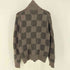 ルイヴィトン LOUIS VUITTON カシミヤ ウール ダミエ ジャガード スタンドカラー ジップアップ ドライバーズ ニット メンズ S