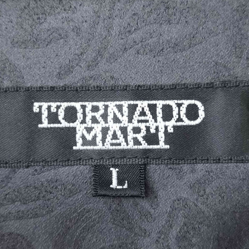 トルネードマート TORNADO MART フェイクレザー フラワー ジャガード レースアップ プルオーバーシャツ スキッパー ポロシャツ メンズ JPN:L