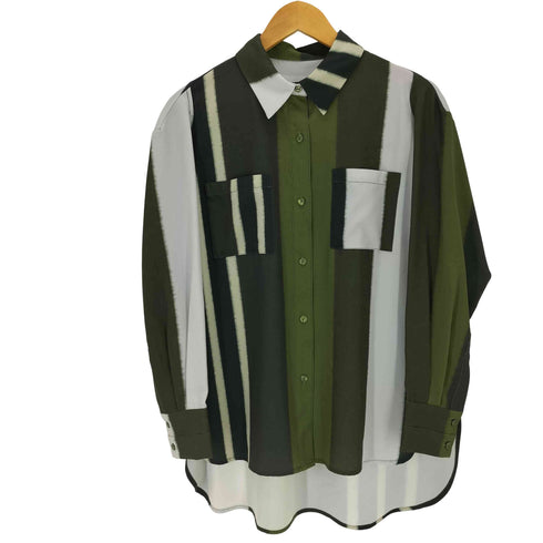 アメリ AMERI BLURRED STRIPE OVER SHIRT 袖スリット ストライプオーバーシャツ レディース F