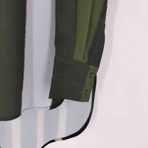 アメリ AMERI BLURRED STRIPE OVER SHIRT 袖スリット ストライプオーバーシャツ レディース F