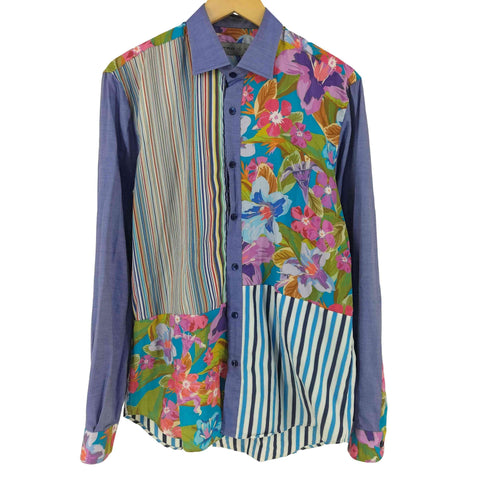 エトロ ETRO フラワー ストライプ クレイジーパターン レギュラーカラーシャツ メンズ 41
