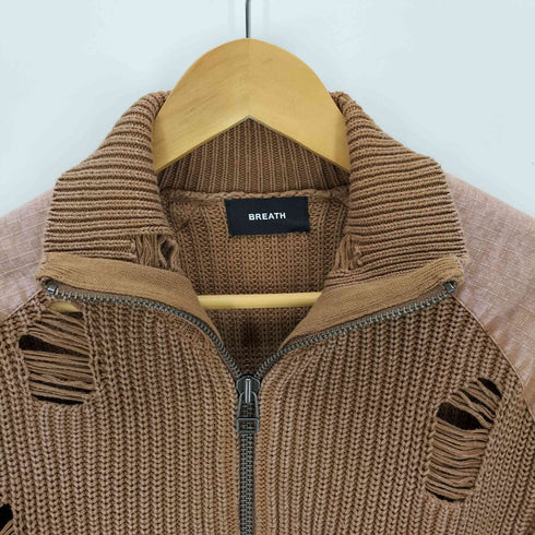 ブレス BREATH 25AW OVERDIE DAMAGE ZIP KNIT オーバーダイ ダメージ ジップニット メンズ M