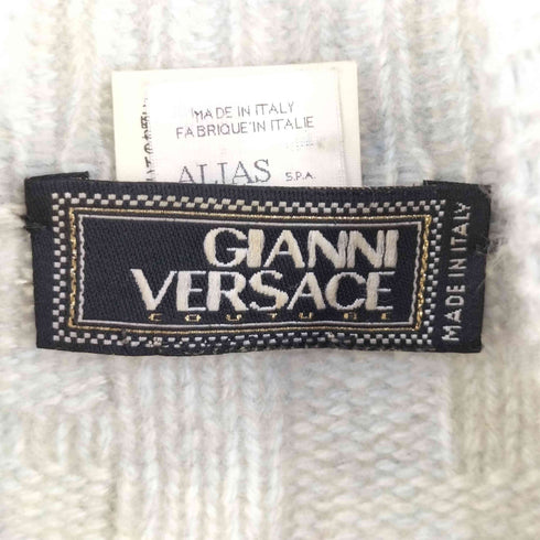 ジャンニヴェルサーチ GIANNI VERSACE イタリア製 ウール カシミヤ グレカパターン タートルネック ニット メンズ