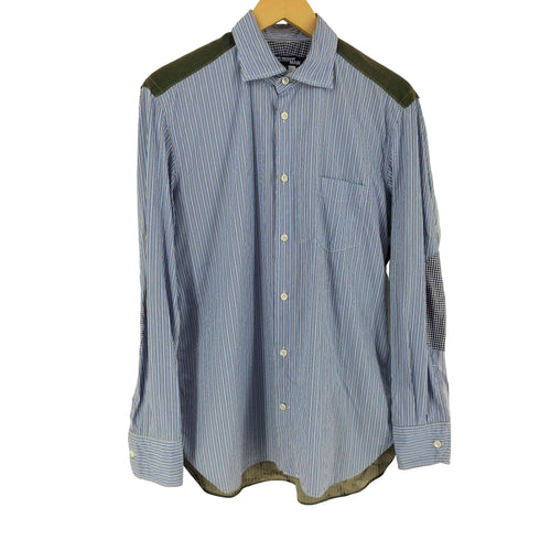 ジュンヤワタナベコムデギャルソンマン JUNYA WATANABE COMME des GARCONS MAN AD2018 PATCHWORK CAMO SHIRT パッチワーク ストライプ カモ 切替 長袖シャツ メンズ M