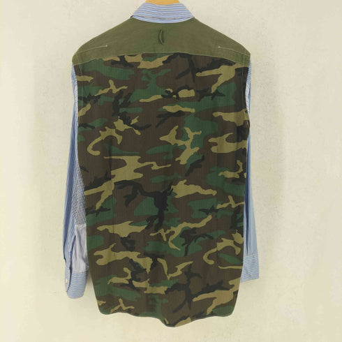 ジュンヤワタナベコムデギャルソンマン JUNYA WATANABE COMME des GARCONS MAN AD2018 PATCHWORK CAMO SHIRT パッチワーク ストライプ カモ 切替 長袖シャツ メンズ M