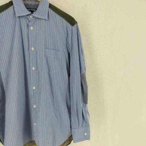ジュンヤワタナベコムデギャルソンマン JUNYA WATANABE COMME des GARCONS MAN AD2018 PATCHWORK CAMO SHIRT パッチワーク ストライプ カモ 切替 長袖シャツ メンズ M