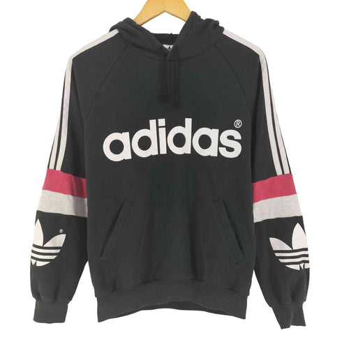 アディダス adidas 90S デサント製 トレフォイルロゴプリント プルオーバーパーカー メンズ M-L