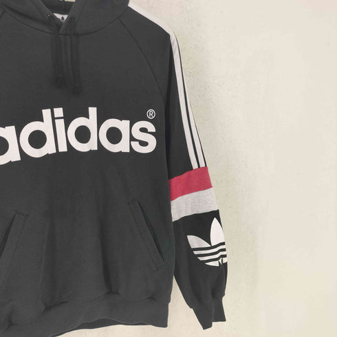 アディダス adidas 90S デサント製 トレフォイルロゴプリント プルオーバーパーカー メンズ M-L