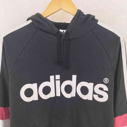 アディダス adidas 90S デサント製 トレフォイルロゴプリント プルオーバーパーカー メンズ M-L