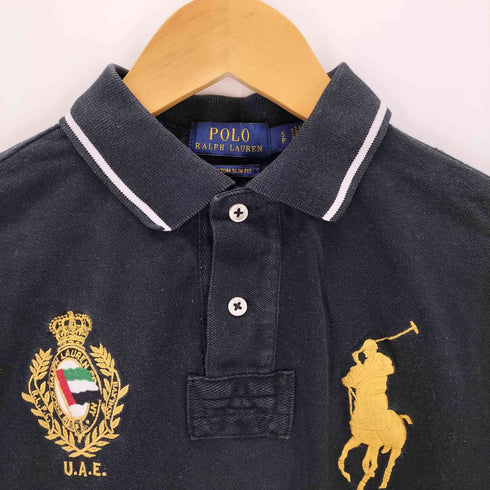 ポロラルフローレン POLO RALPH LAUREN CUSTOM SLIM FIT ビッグポニー 刺繍 ナンバリング 半袖 ポロシャツ DUBAI メンズ S