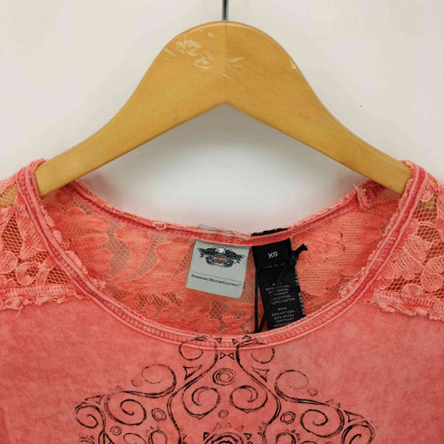 ハーレーダビッドソン HARLEY-DAVIDSON USA製 Restless Spirit Short Sleeve Lace Tee Y2K レディース import:XS