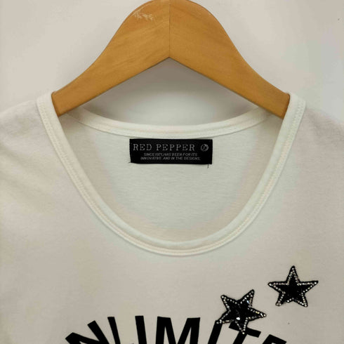 RED PEPPER フロントプリント ラインストーン S/S Tシャツ Y2K レディース JPN:2