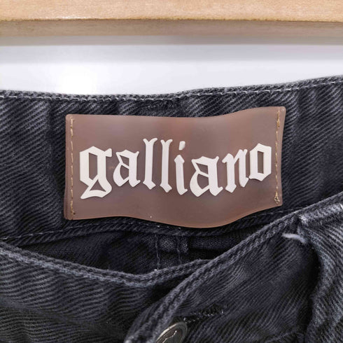 ジョンガリアーノ JOHN GALLIANO archive ニュースペーパー裏地 ストレート ブラック デニムパンツ メンズ 34/48