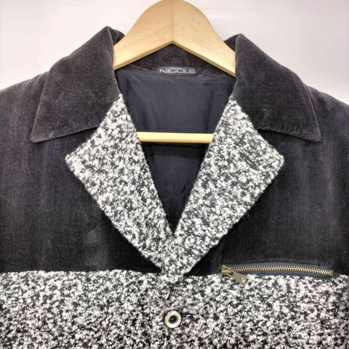 ムッシュ二コル MONSIEUR NICOLE フロントジップ ブークレ 切替 3B ジャケット メンズ JPN:48