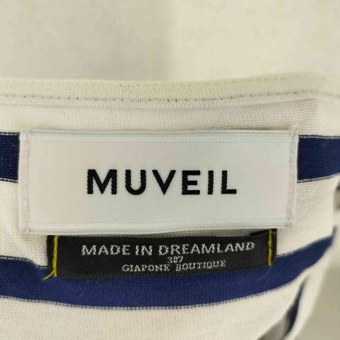 ミュベール MUVEIL メモプリント ボーダー ボートネックカットソー レディース FREE
